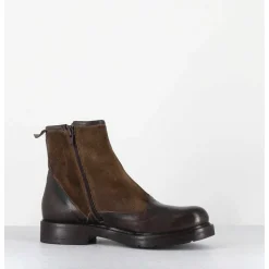 Bottines Plates A Boutons En Cuir Marron - Laco Carly Fango