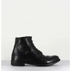 Bottines Plates A Lacets En Cuir Noir - Mars007 Nero
