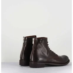 Bottines Plates A Lacets En Cuir Marron - Mars007