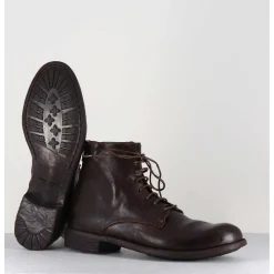 Bottines Plates A Lacets En Cuir Marron - Mars007