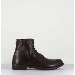 Bottines Plates A Lacets En Cuir Marron - Mars007