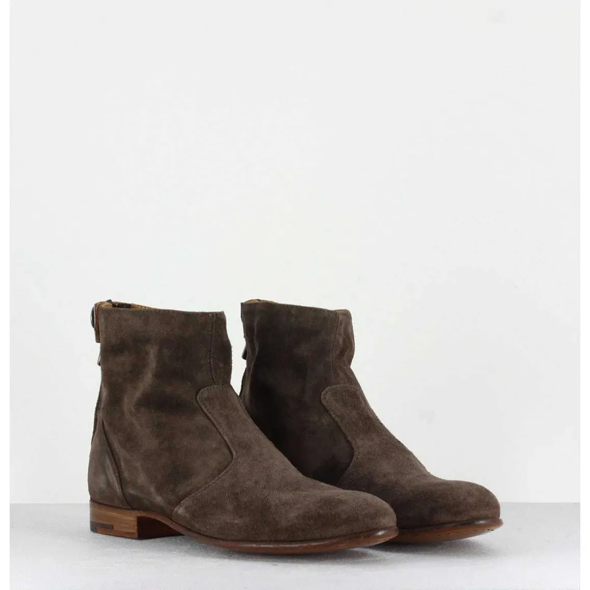 Bottines Plates Courtes En Daim Beige Perla37031T - Alberto Fasciani