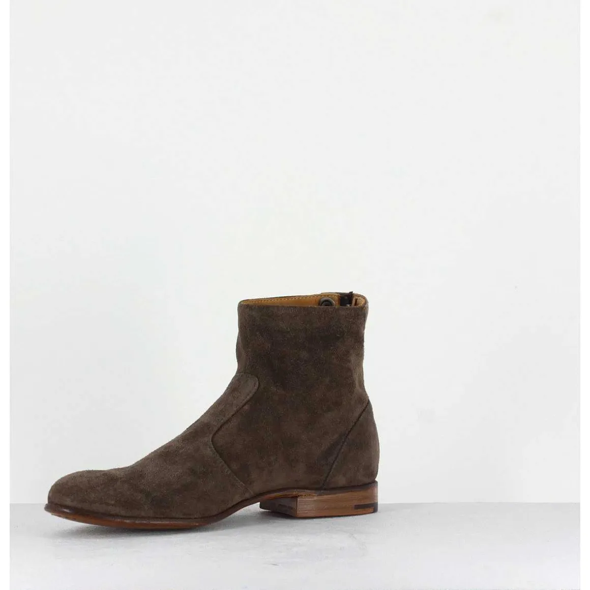 Bottines Plates Courtes En Daim Beige Perla37031T - Alberto Fasciani
