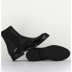 Bottines Plates En Cuir Noir A Elastiques - Camil 70017 Black