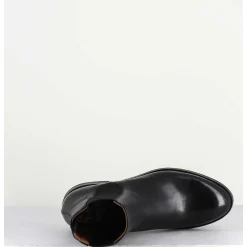 Bottines Plates En Cuir Noir A Elastiques - Camil 70017 Black
