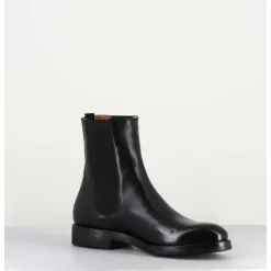 Bottines Plates En Cuir Noir A Elastiques - Camil 70017 Black
