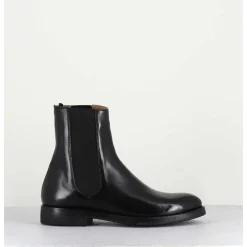 Bottines Plates En Cuir Noir A Elastiques - Camil 70017 Black