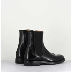 Bottines Plates En Cuir Noir A Elastiques - Camil 70017 Black