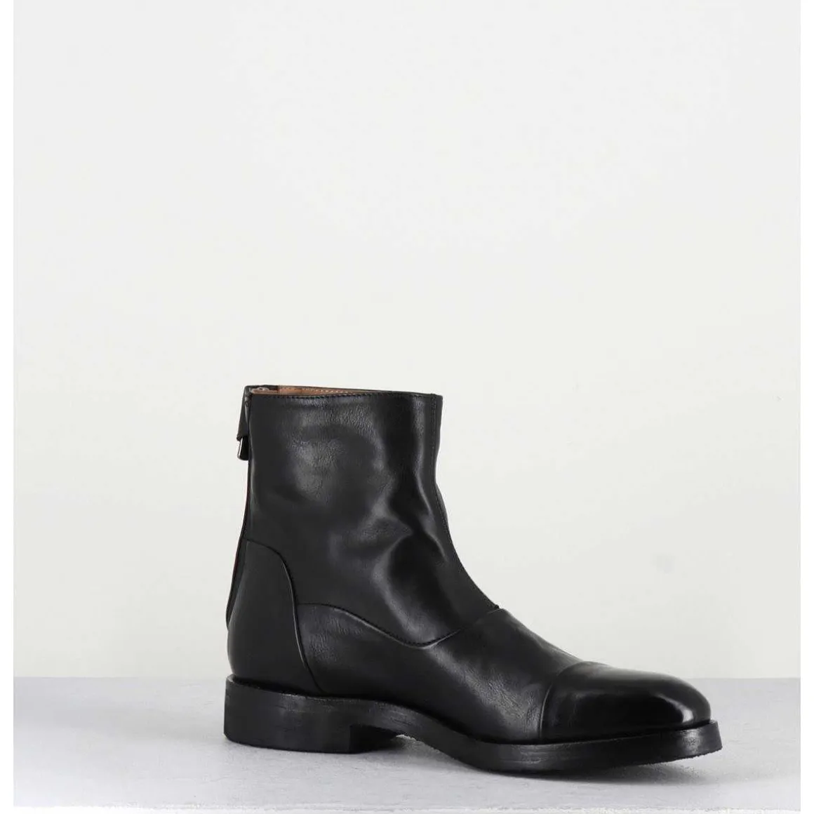 Bottines Plates En Cuir Noir - Camil 70009 Black