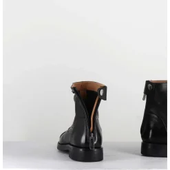 Bottines Plates En Cuir Noir - Camil 70009 Black