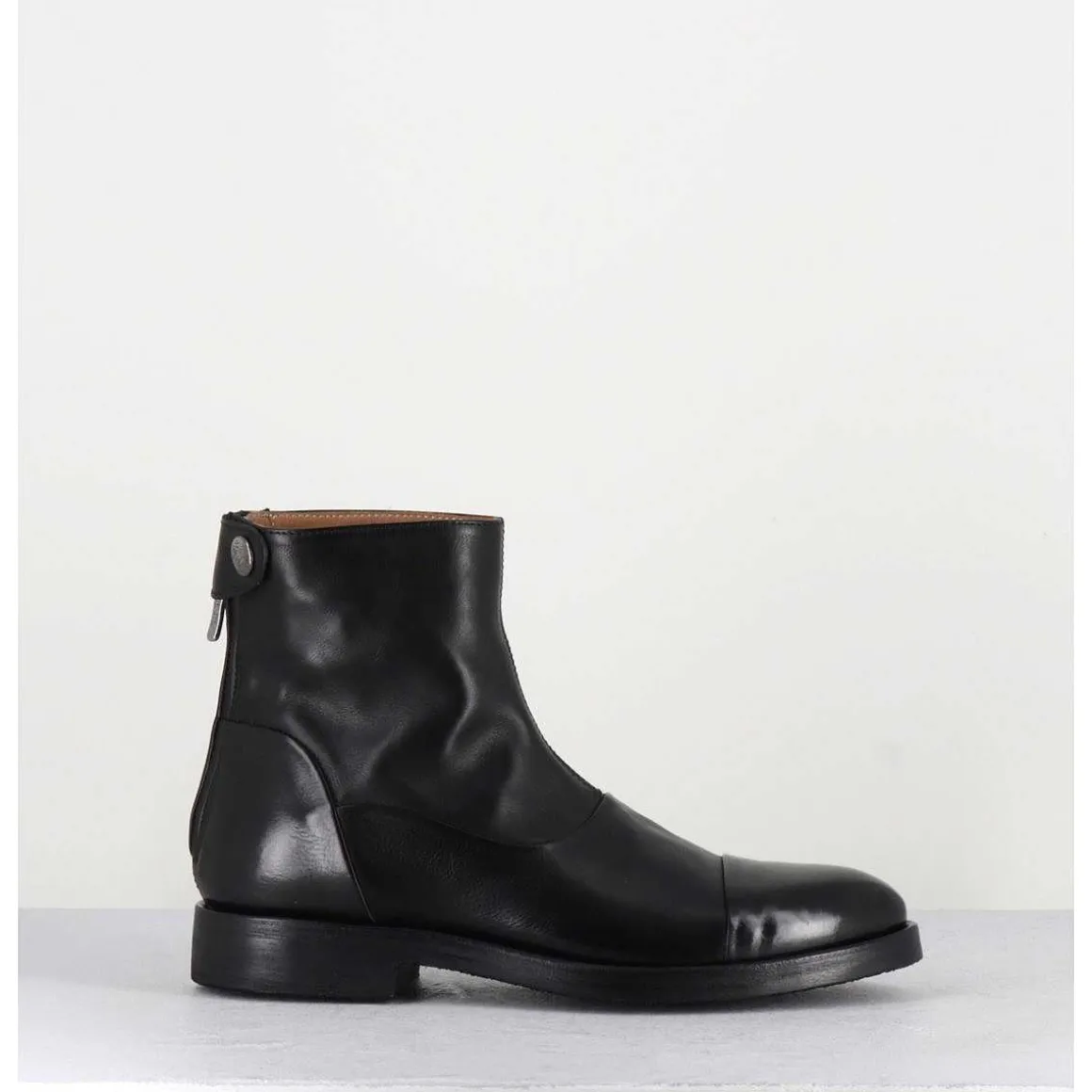 Bottines Plates En Cuir Noir - Camil 70009 Black