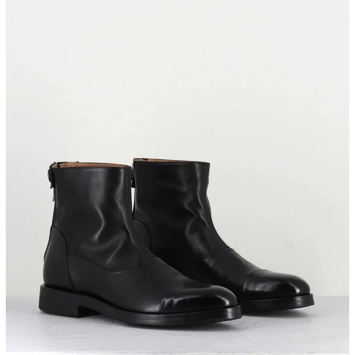 Bottines Plates En Cuir Noir - Camil 70009 Black