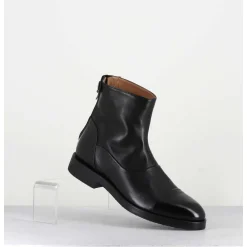 Bottines Plates En Cuir Noir - Camil 70009 Black