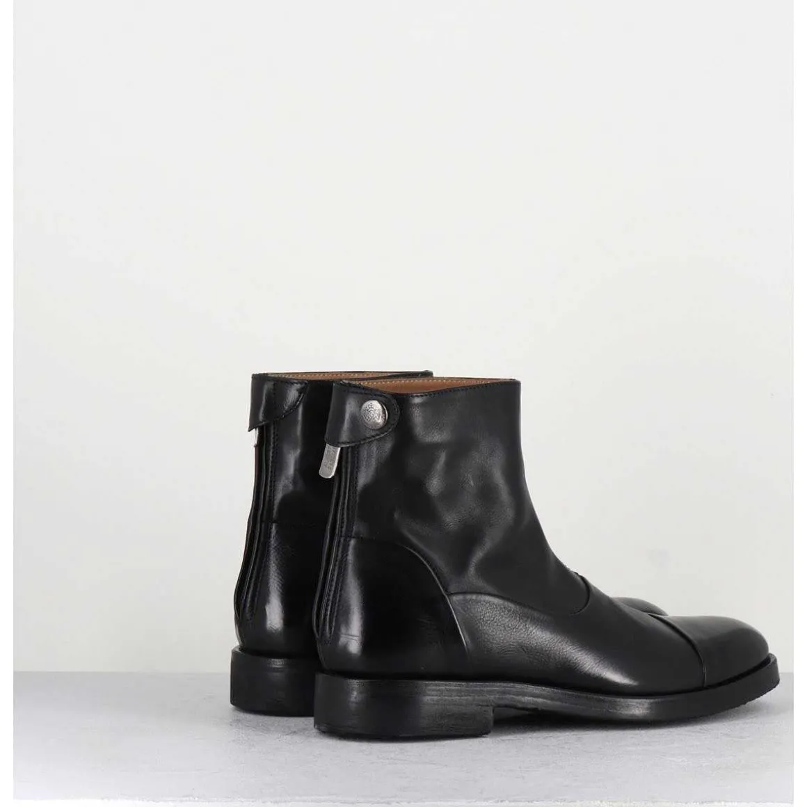 Bottines Plates En Cuir Noir - Camil 70009 Black