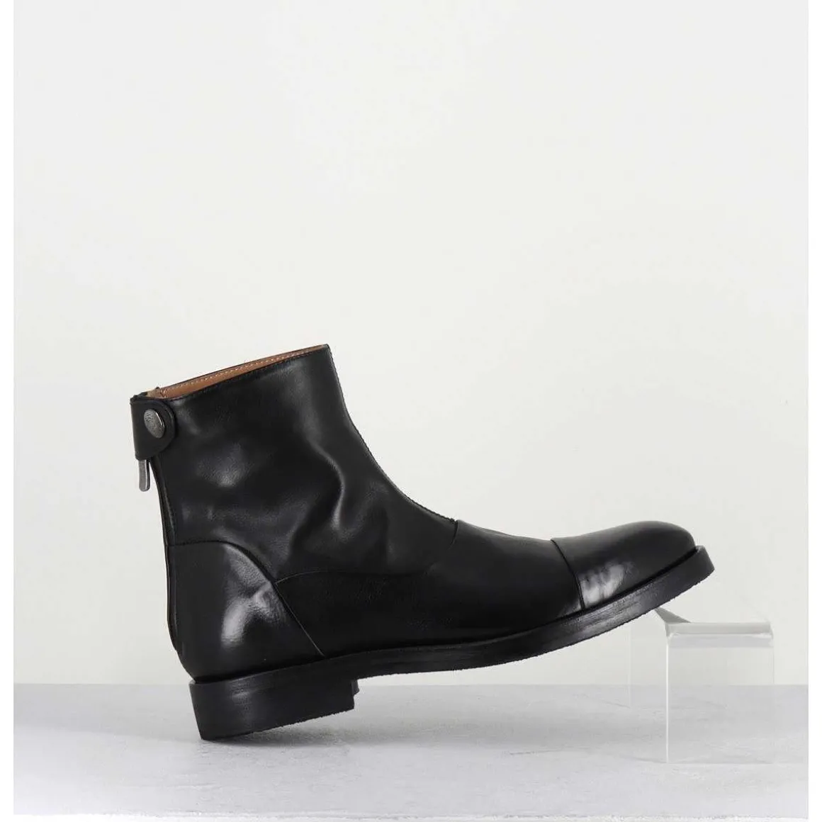 Bottines Plates En Cuir Noir - Camil 70009 Black