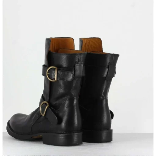 Bottines Style Motarde En Cuir Noir Fiorentini Baker - 713 Eternity