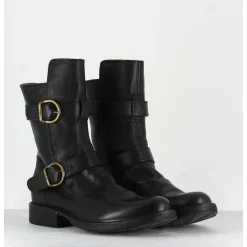 Bottines Style Motarde En Cuir Noir Fiorentini Baker - 713 Eternity