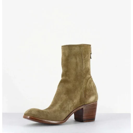Bottines Talon Bottier En Daim Camel - Maya31019D