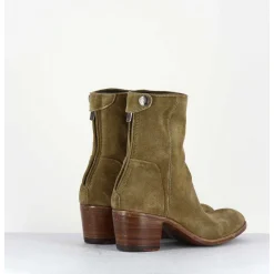 Bottines Talon Bottier En Daim Camel - Maya31019D
