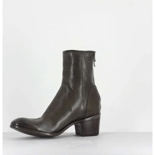 Bottines Talons Bottier En Cuir Gris Taupe - Maya31019