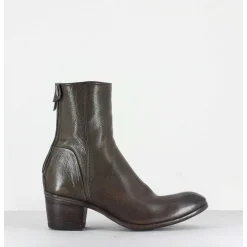 Bottines Talons Bottier En Cuir Gris Taupe - Maya31019