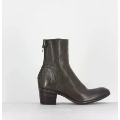 Bottines Talons Bottier En Cuir Gris Taupe - Maya31019