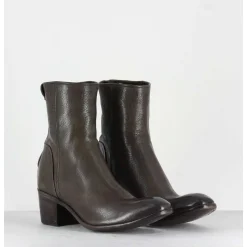 Bottines Talons Bottier En Cuir Gris Taupe - Maya31019