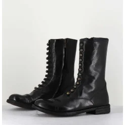Bottines Tige Haute En Cuir Noir A Boutons - Lexikon101 Nero