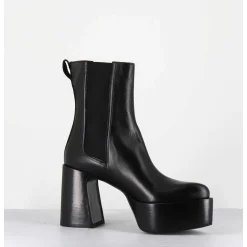 Bouts A Plateforme Bout Pointu Cuir Noir - M6571 Nappa Nero