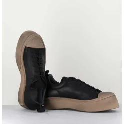Chaussures A Lacets En Cuir Noir Semelle Epaisse - 2743 Nero
