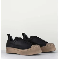 Chaussures A Lacets En Cuir Noir Semelle Epaisse - 2743 Nero