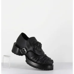 Chaussures En Cuir A Tete De Lion & Talon Cylindrique - Lion Nappa Nero