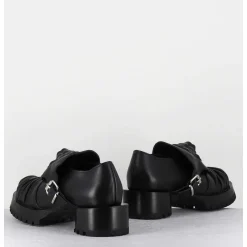 Chaussures En Cuir A Tete De Lion & Talon Cylindrique - Lion Nappa Nero