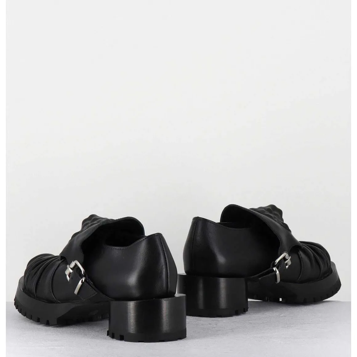 Chaussures En Cuir A Tete De Lion & Talon Cylindrique - Lion Nappa Nero