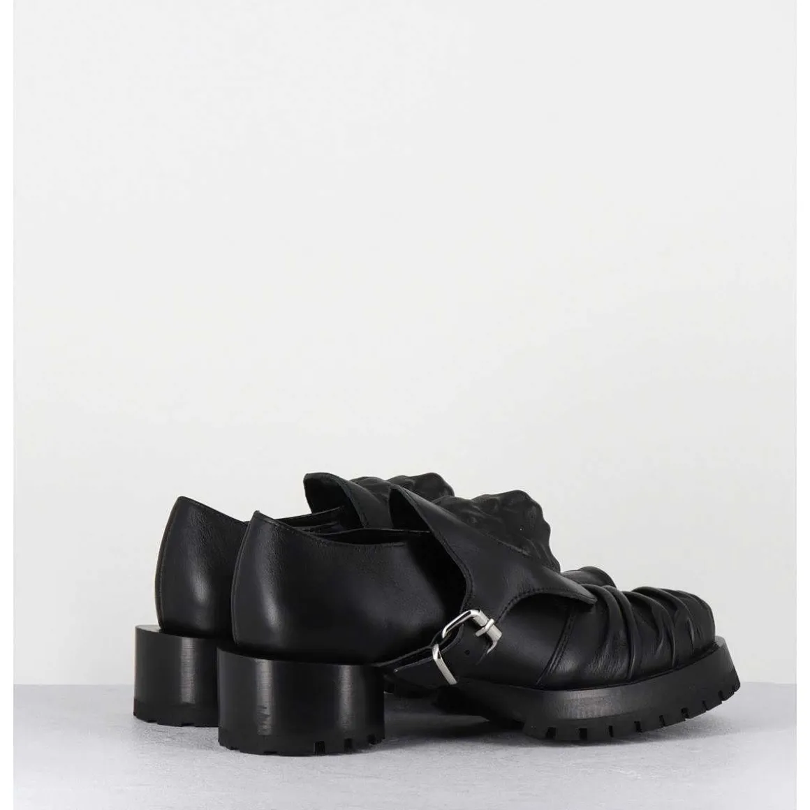 Chaussures En Cuir A Tete De Lion & Talon Cylindrique - Lion Nappa Nero