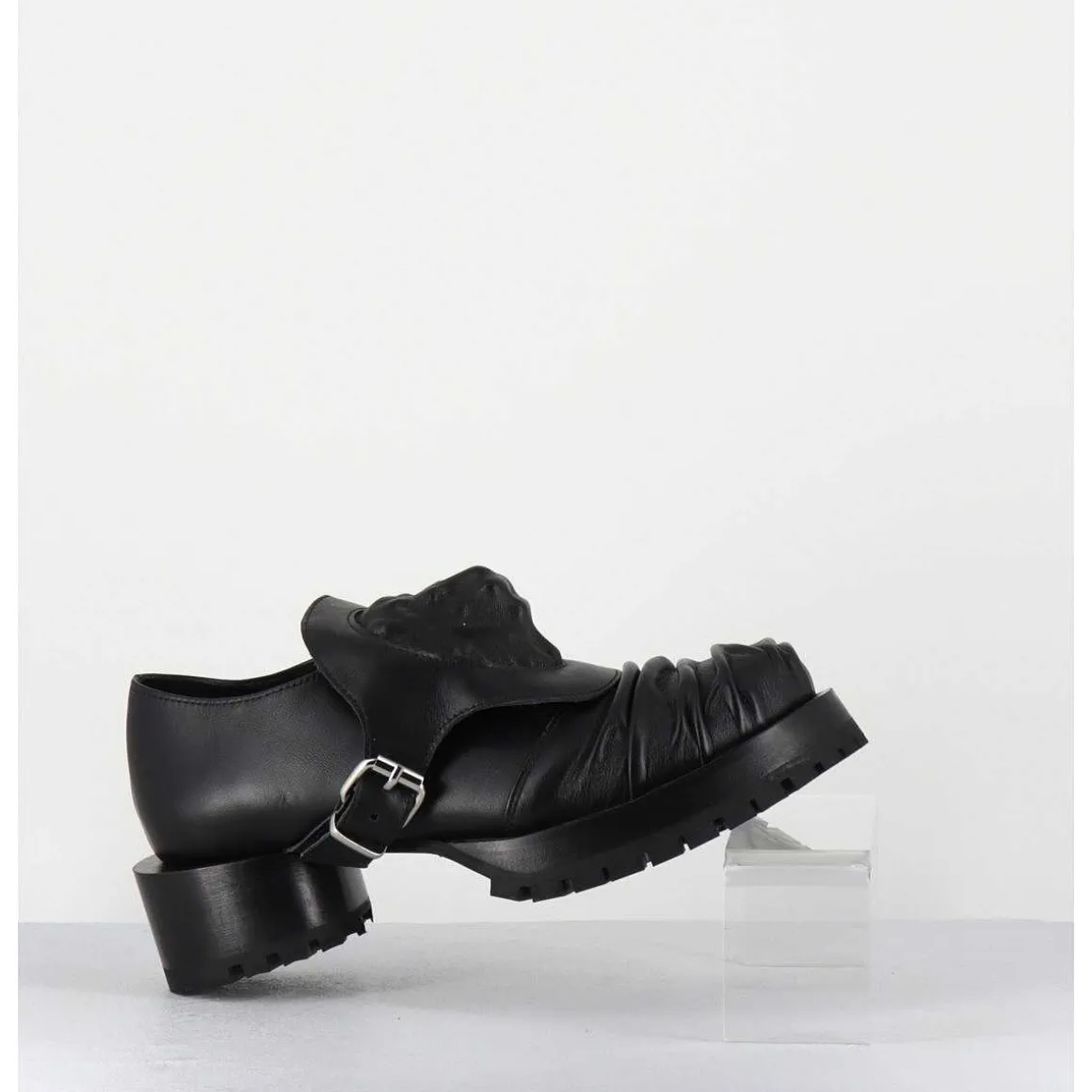 Chaussures En Cuir A Tete De Lion & Talon Cylindrique - Lion Nappa Nero