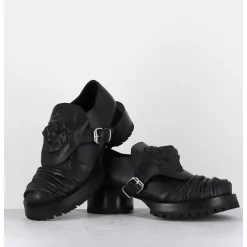 Chaussures En Cuir A Tete De Lion & Talon Cylindrique - Lion Nappa Nero