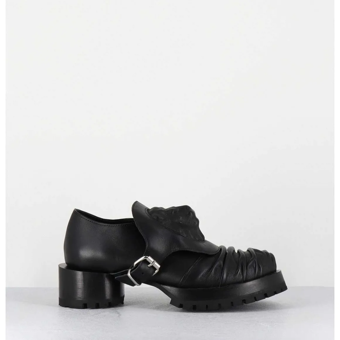 Chaussures En Cuir A Tete De Lion & Talon Cylindrique - Lion Nappa Nero