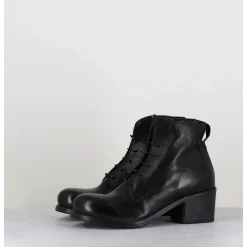 Chaussures En Cuir Noir A Lacets - 1Cw348 Nero