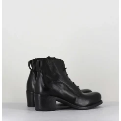 Chaussures En Cuir Noir A Lacets - 1Cw348 Nero