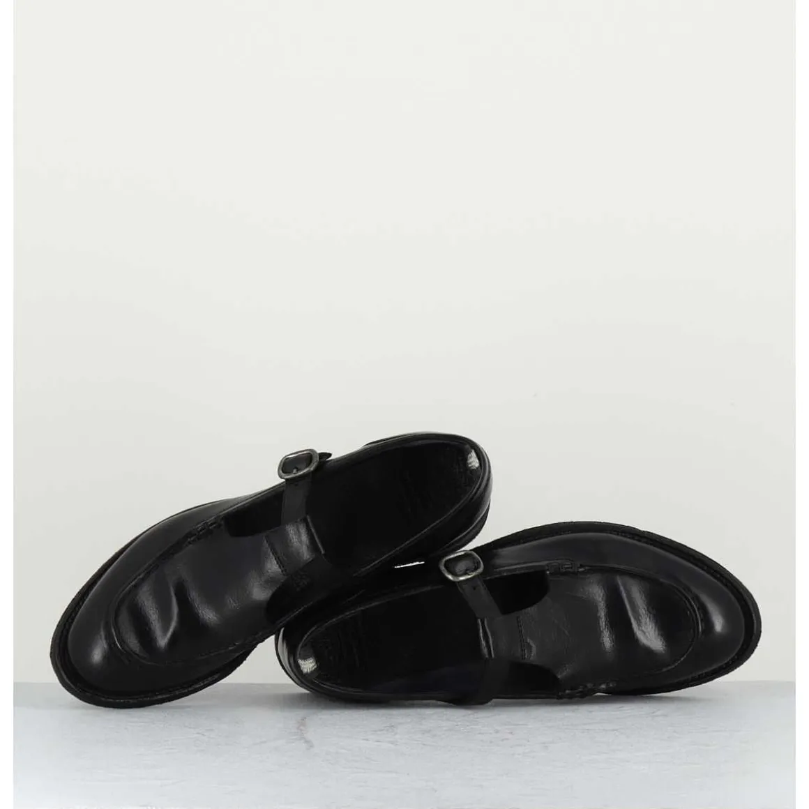Chaussures Mary-Jane En Cuir Noir - Lex535 Nero