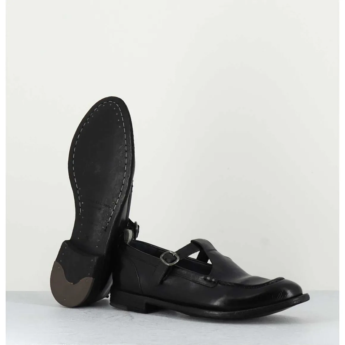 Chaussures Mary-Jane En Cuir Noir - Lex535 Nero
