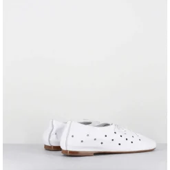 Chaussures Minimalistes A Lacets En Cuir Blanc Perfore - Ab4651 Nappato Bianco