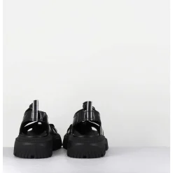 Chaussures Multi-Brides & Elastique Cuir Noir - Eunice Black Sandals