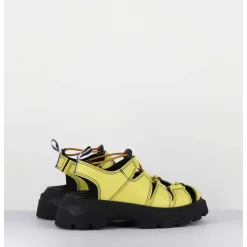 Chaussures Multi-Brides & Elastique Cuir Jaune - Eunice Lime Sandals