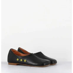 Chaussures Plates En Cuir Noir Esprit 60S - Ab4624 Madras Nero