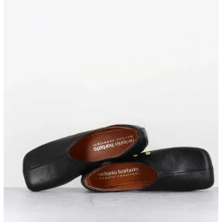 Chaussures Plates En Cuir Noir Esprit 60S - Ab4624 Madras Nero