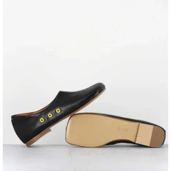 Chaussures Plates En Cuir Noir Esprit 60S - Ab4624 Madras Nero