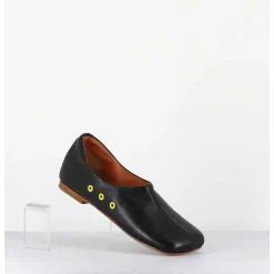Chaussures Plates En Cuir Noir Esprit 60S - Ab4624 Madras Nero