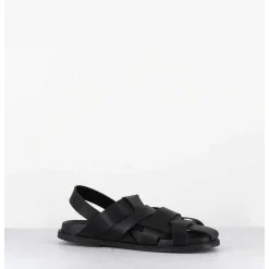 Chaussures Plates En Cuir Noir Semi-Ouvertes - Kerou Texano Nero